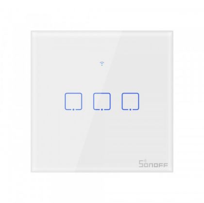 Intrerupator Smart cu Touch Wifi + RF 433 Sonoff T1 EU TX, (3 canale)