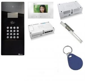 Set interfon video Genway pentru 15 de apartamente, 